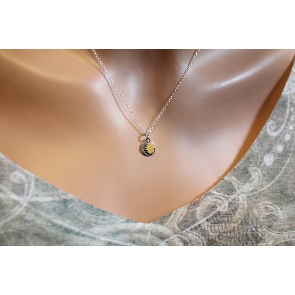 Sterling Silver Mixed Bronze Metal Sun Necklace